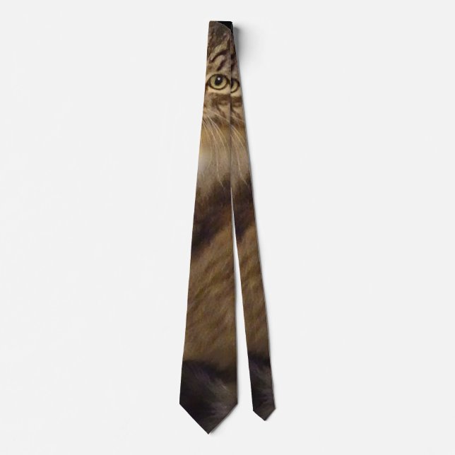 Maine Coon Cat Portrait Tie (Front)