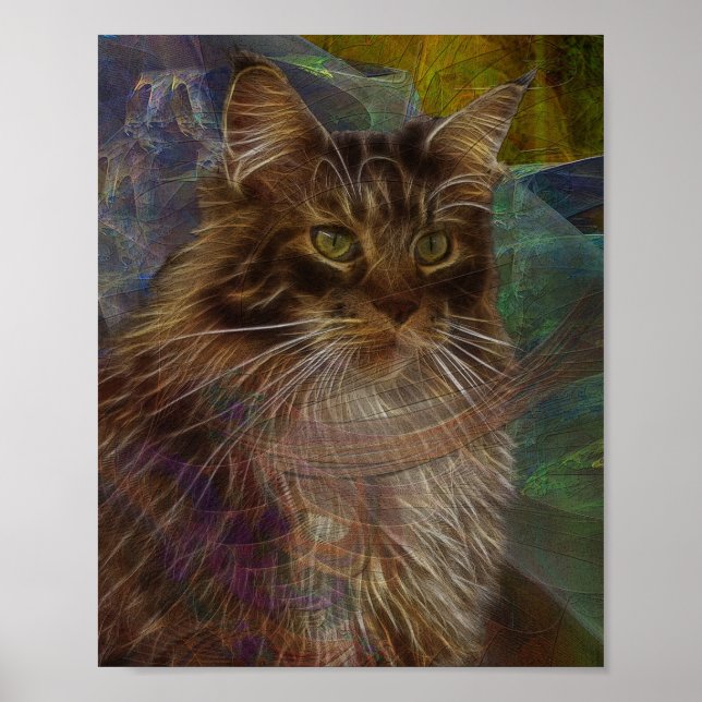 Maine Coon Cat - Rectangular Art Poster (Front)