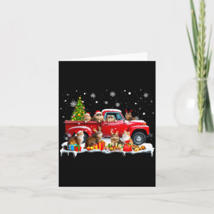 Maine Coon Cat Red Truck Christmas Tree Santa Ugly Card