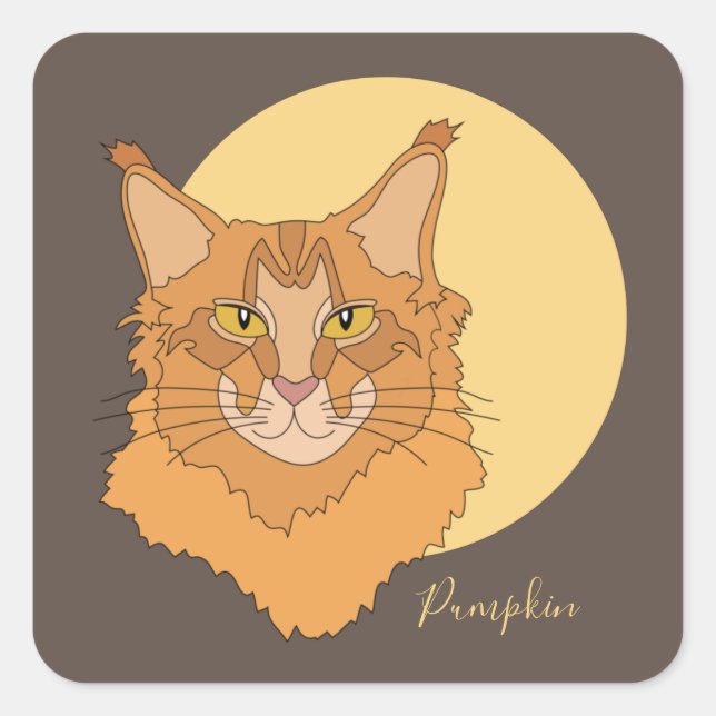 Maine Coon Cat Square Sticker (Front)