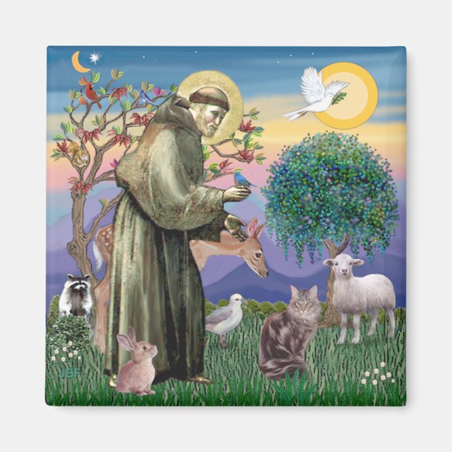 Maine Coon Cat  - St Francis Magnet (Front)