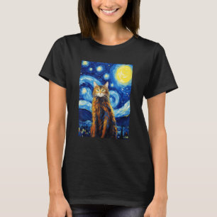 Maine Coon Cat Starry Night Vincent van Gogh Pet T-Shirt