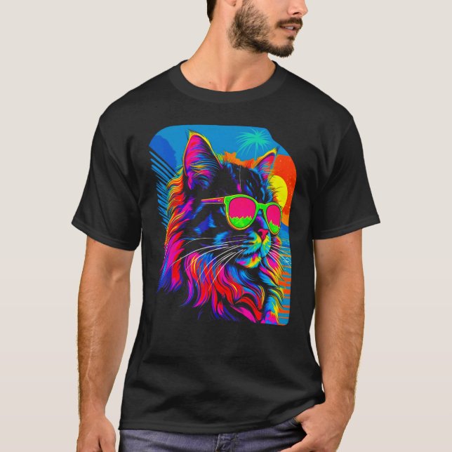 Maine Coon Cat Summer T-Shirt (Front)