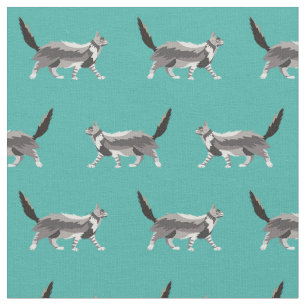 maine coon cat turquoise fabric