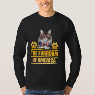 Maine Coon Cat USA THE FURRDOM OF AMERICA Funny T-Shirt