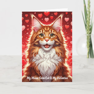 Maine Coon Cat Valentine Purr Folded Holiday Card
