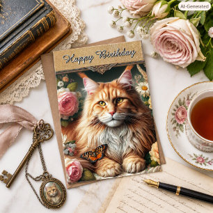 Maine Coon Cat Vintage Birthday for Cat Lover Card