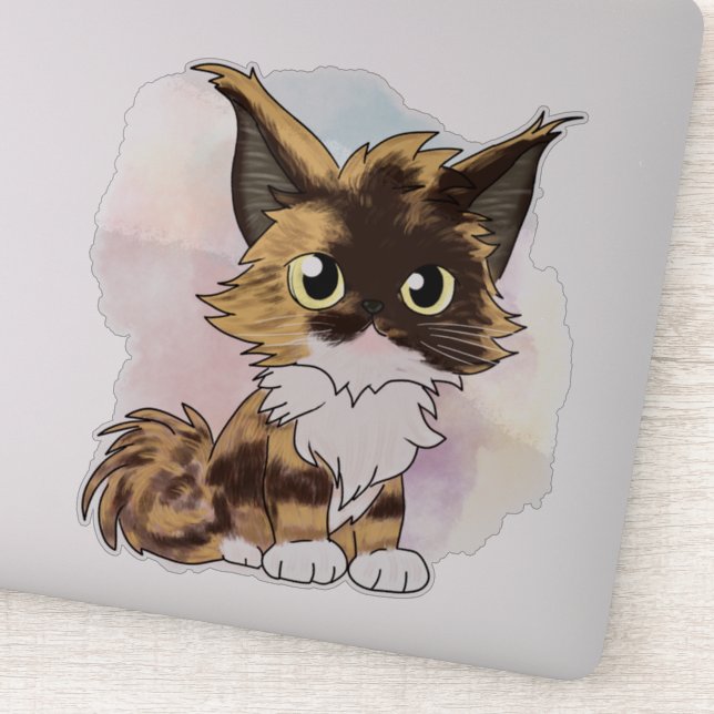 Maine coon cat watercolor  (Detail)
