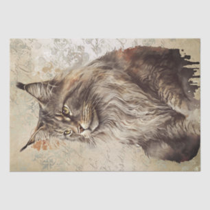 Maine Coon Cat Watercolor Tissue Paper
