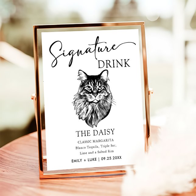 Maine Coon Cat Wedding Signature Drink Sign (Creator Uploaded)