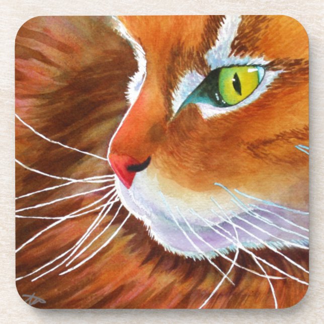 Maine Coon Cat Whiskers Coaster (Front)