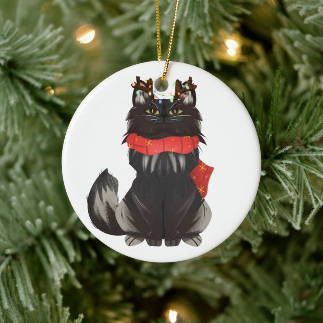 Maine Coon Cat with Christmas Decorations (Tree)