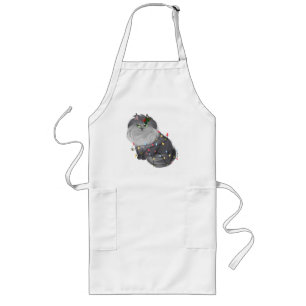 Maine Coon Cat with Christmas Decorations Long Apron
