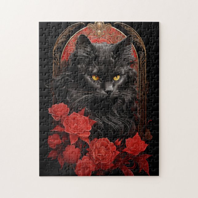 Maine Coon cat with flowers Jigsaw Puzzle (Vertical)