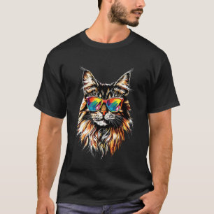 Maine Coon Cat with Sunglasses Cute Maine Coon Cat T-Shirt