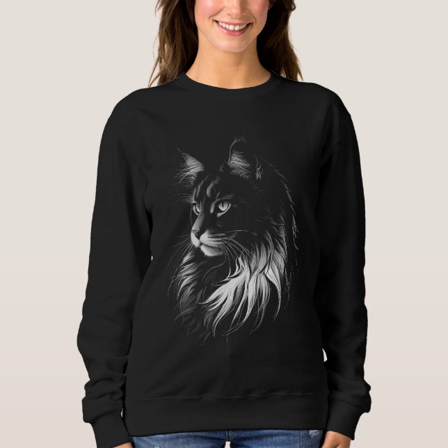 Maine Coon Cat Women's Black Sweatshirt (Front)