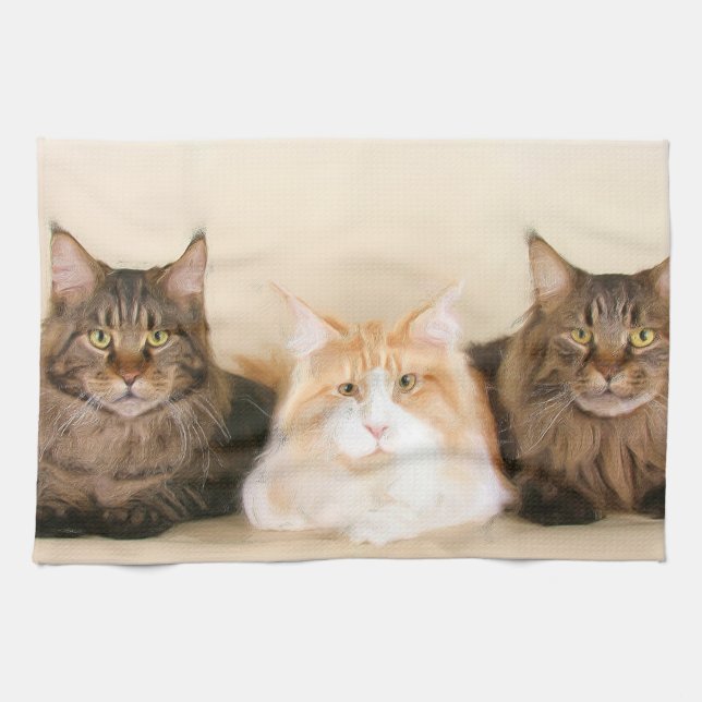 Maine Coon Cats Tea Towel (Horizontal)