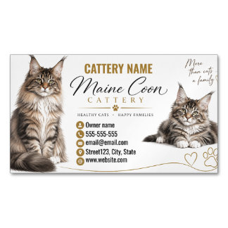 Maine Coon Cattery Cat Breeder Magnetic Business Card