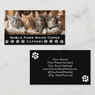 Maine Coon Cattery Pet Breeder Customisable Business Card