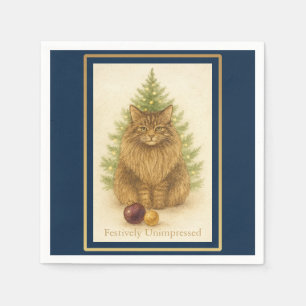 Maine Coon Christmas Napkin   Funny Cat Holiday Ta