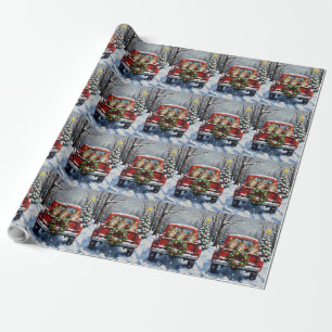 Maine Coon Christmas Red Truck Holiday Wrapping Paper