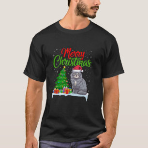 Maine Coon Christmas Tree Lights Funny Xmas Maine T-Shirt