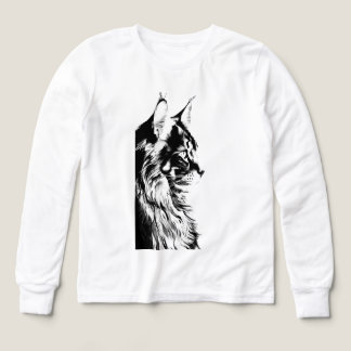 Maine Coon Girls Tri-blend Long Sleeve White Tee