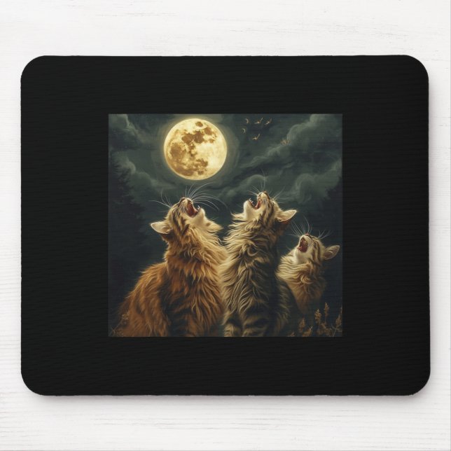 Maine Coon Howl At Moon Cat Lover  Mouse Pad (Front)