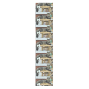 maine coon laying 2 short table runner