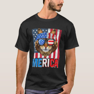 Maine Coon Merica 4th Of July Cat American Meowica T-Shirt