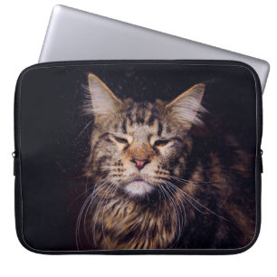 maine coon on a black background younganimal,cat,c laptop sleeve