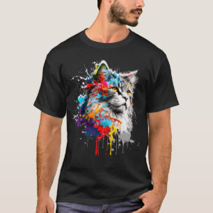 Maine Coon Paint Splatter Cat Splatter Paint T-Shirt