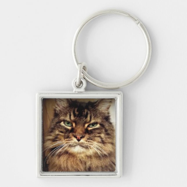 Maine Coon Photo / Crabby Cat  Key Ring (Front)