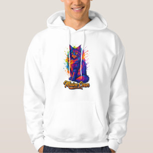 Maine Coon Pop Art Colourful Cat Illustration Hoodie