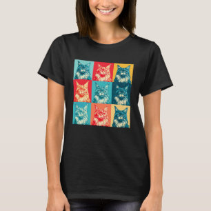 Maine Coon Pop Art Colourful Cat Retro Graphic T-Shirt
