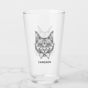 Maine Coon Portrait Add Your Name Glass