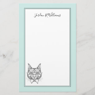 Maine Coon Portrait Add Your Name Stationery