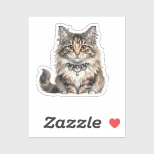 Maine Coon Punk Cat Round Sticker