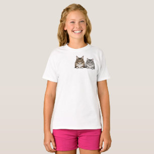 Maine Coon & Silver Tabby Cat lover pocket size T-Shirt
