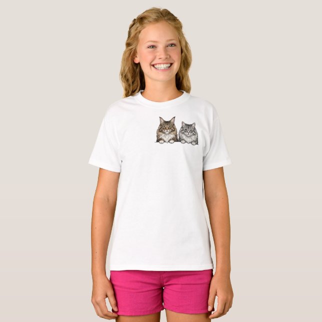 Maine Coon & Silver Tabby for Cat lover  T-Shirt (Front Full)