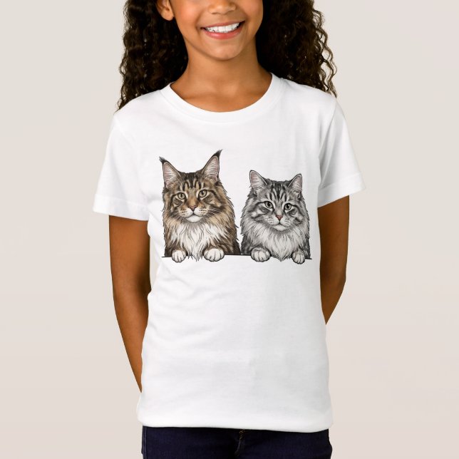 Maine Coon & Silver Tabby for cat mom's  T-Shirt (Front)