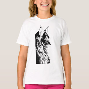 Maine Coon Teen Girls' White T-Shirt Cat Print