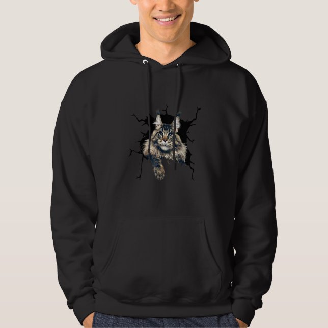 Maine Coon Torn Cloth Kitten Hoodie (Front)