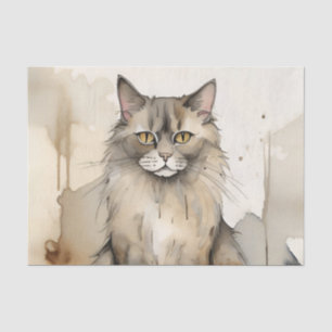 Maine Coon Watercolor Illustration Tissue Paper