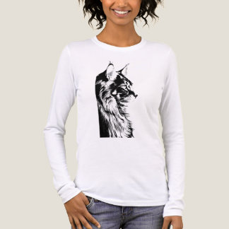 Maine Coon Women's Tri-blend Long Sleeve White Tee