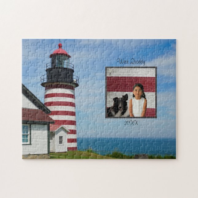 Maine Custom Photo West Quoddy Lighthouse Jigsaw Puzzle (Horizontal)