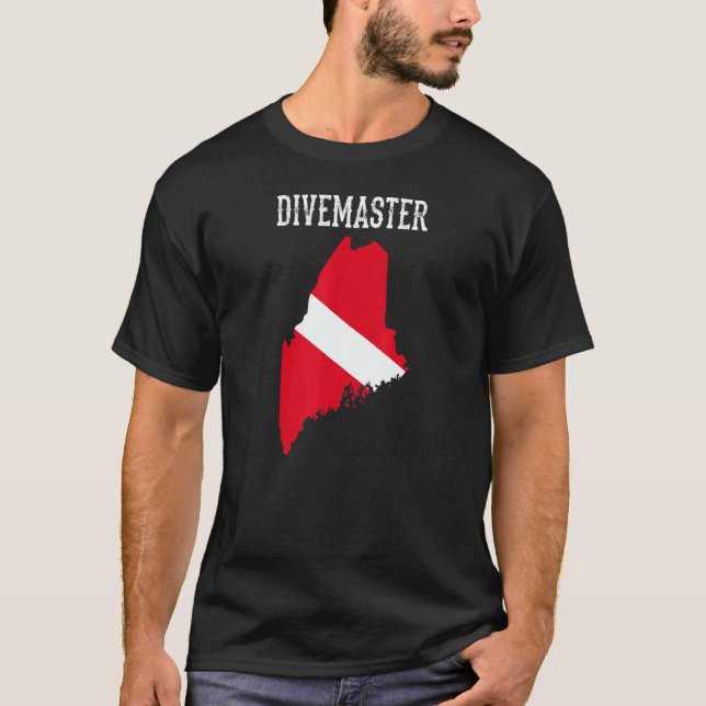 Maine Divemaster Scuba Diving Instructor Dive Flag T-Shirt (Front)
