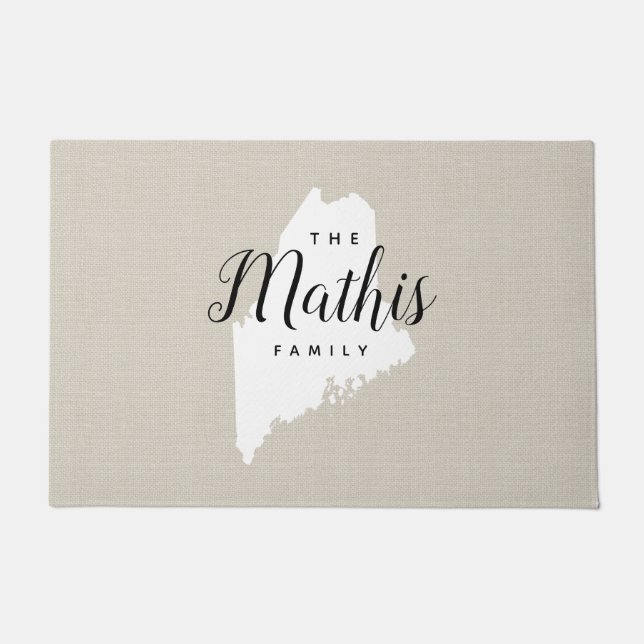 Maine Family Monogram State Doormat (Front)