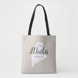 Maine Family Monogram State Tote Bag