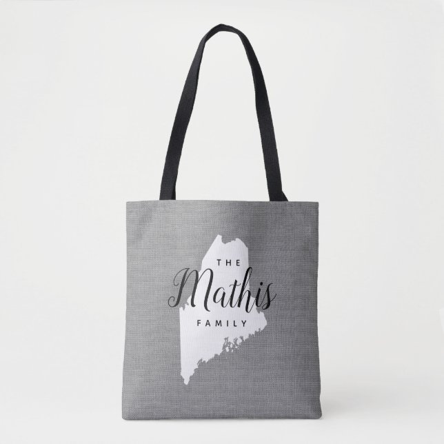 Maine Family Monogram State Tote Bag (Front)